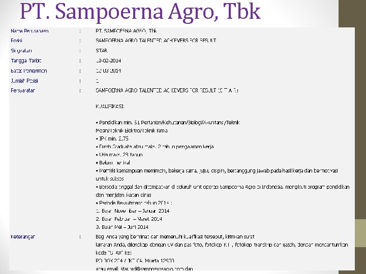 PT. Sampoerna Agro, Tbk 