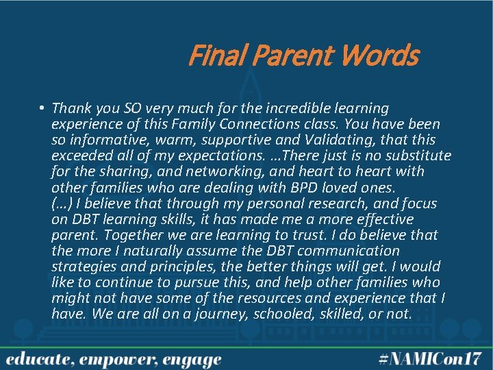 Final Parent Words • Thank you SO very much for the incredible learning experience