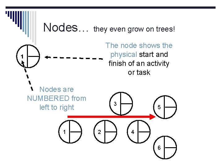Nodes… they even grow on trees! The node shows the physical start and finish
