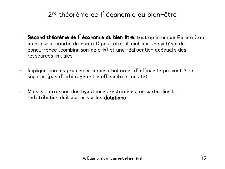 2 nd théorème de l’économie du bien-être - Second théorème de l’économie du bien