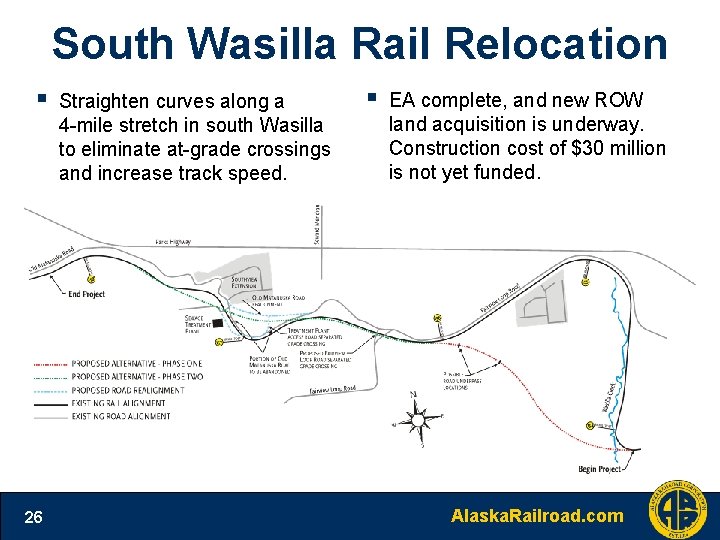 South Wasilla Rail Relocation § 26 Straighten curves along a 4 -mile stretch in