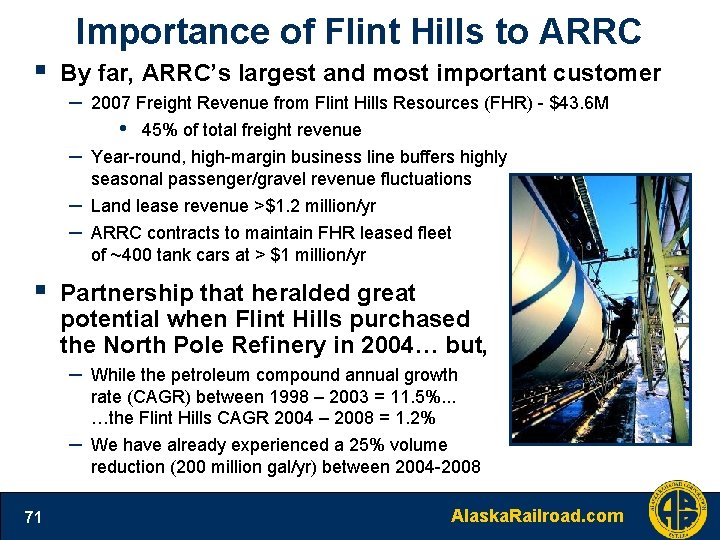 Importance of Flint Hills to ARRC § By far, ARRC’s largest and most important