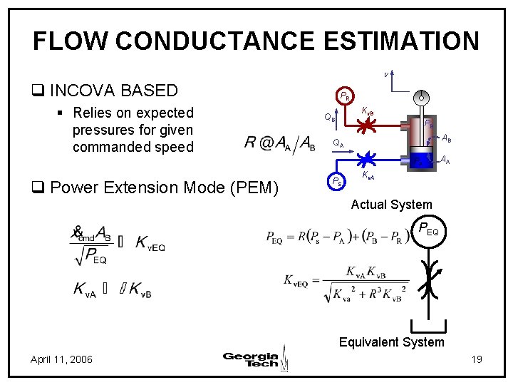 FLOW CONDUCTANCE ESTIMATION n q INCOVA BASED § Relies on expected pressures for given