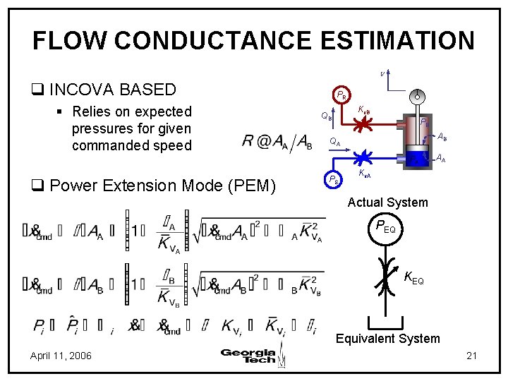 FLOW CONDUCTANCE ESTIMATION n q INCOVA BASED § Relies on expected pressures for given