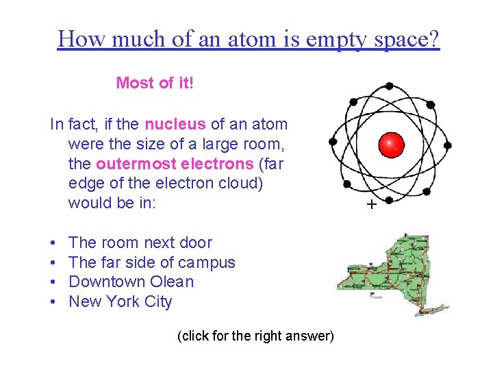 How much of an atom is empty space? Most of it! In fact, if