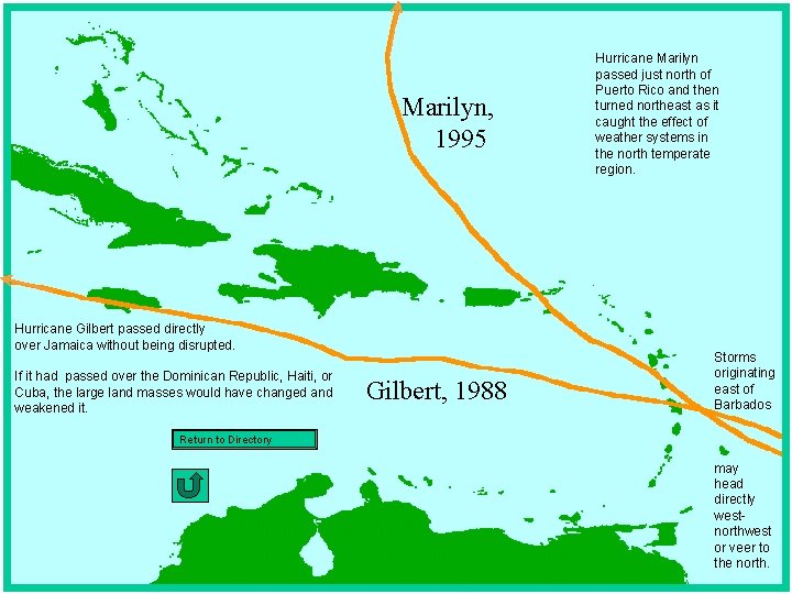 Marilyn, 1995 Hurricane Gilbert passed directly over Jamaica without being disrupted. If it had
