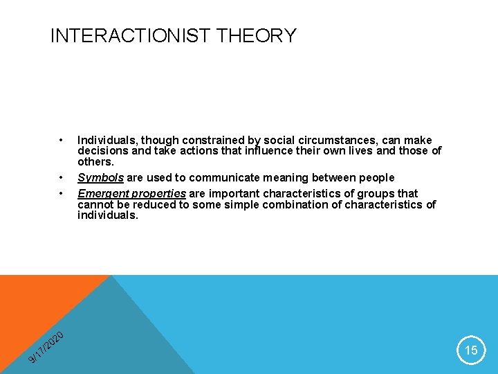 INTERACTIONIST THEORY • • • Individuals, though constrained by social circumstances, can make decisions