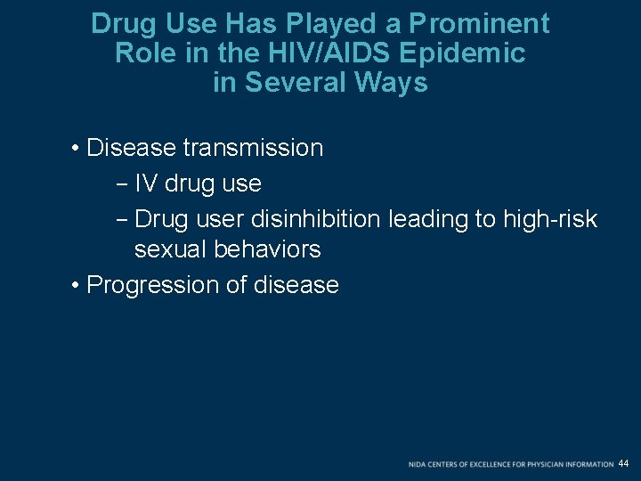 Drug Use Has Played a Prominent Role in the HIV/AIDS Epidemic in Several Ways Drug Use Has Played a Prominent Role in the HIV/AIDS Epidemic in Several Ways