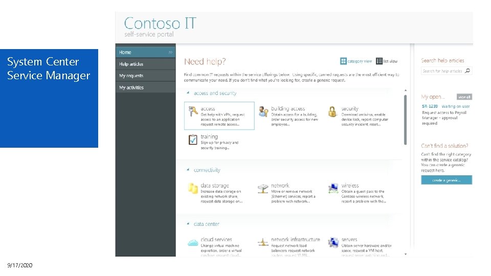 System Center Service Manager 9/17/2020 