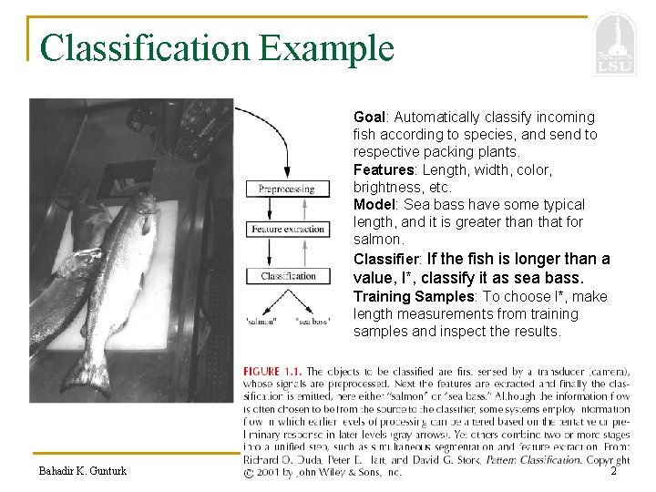 Classification Example Goal: Automatically classify incoming fish according to species, and send to respective