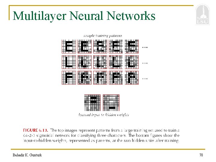 Multilayer Neural Networks Bahadir K. Gunturk 78 