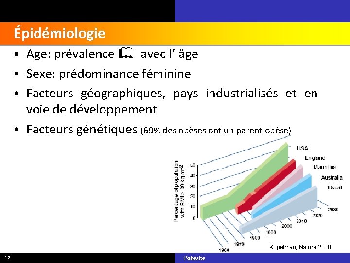 Épidémiologie • Age: prévalence avec l’ âge • Sexe: prédominance féminine • Facteurs géographiques,