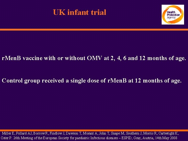 UK infant trial r. Men. B vaccine with or without OMV at 2, 4,