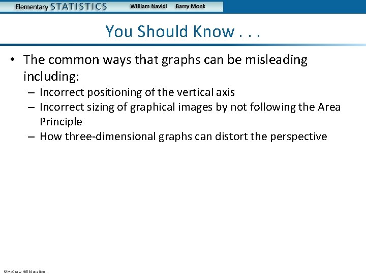 You Should Know. . . • The common ways that graphs can be misleading