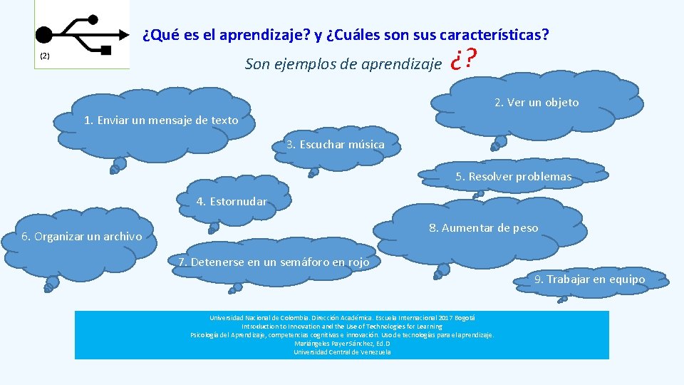 ¿Qué es el aprendizaje? y ¿Cuáles son sus características? (2) Son ejemplos de aprendizaje