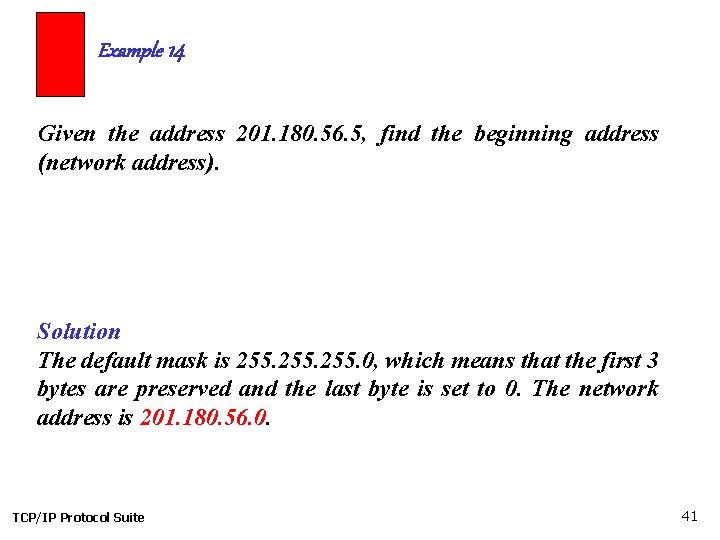 Example 14 Given the address 201. 180. 56. 5, find the beginning address (network