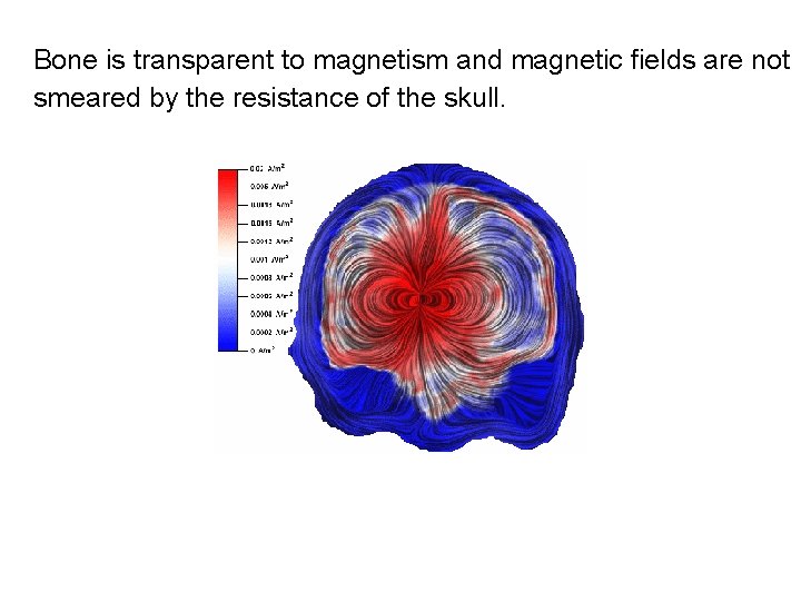 Bone is transparent to magnetism and magnetic fields are not smeared by the resistance