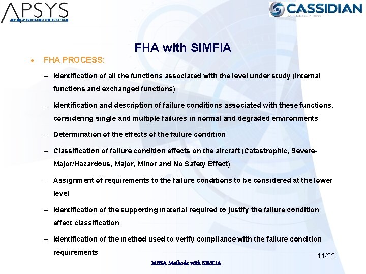 FHA with SIMFIA · FHA PROCESS: – Identification of all the functions associated with