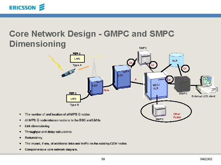 Core Network Design - GMPC and SMPC Dimensioning SMPC LMU HLR Lb Type A