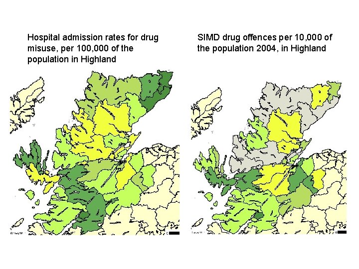 Hospital admission rates for drug misuse, per 100, 000 of the population in Highland