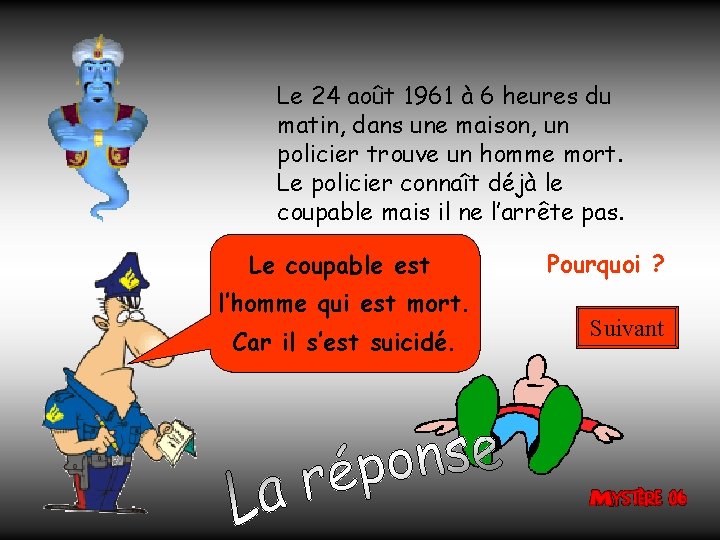 Le 24 août 1961 à 6 heures du matin, dans une maison, un policier