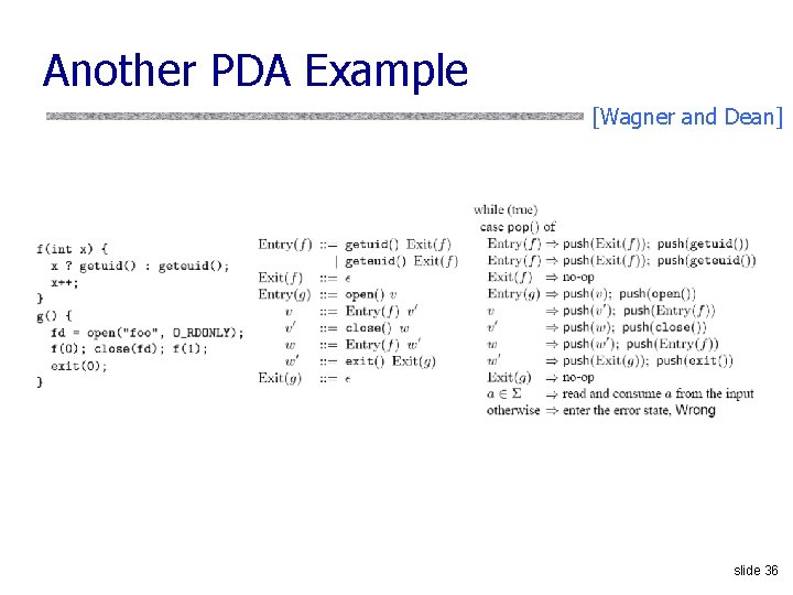 Another PDA Example [Wagner and Dean] slide 36 