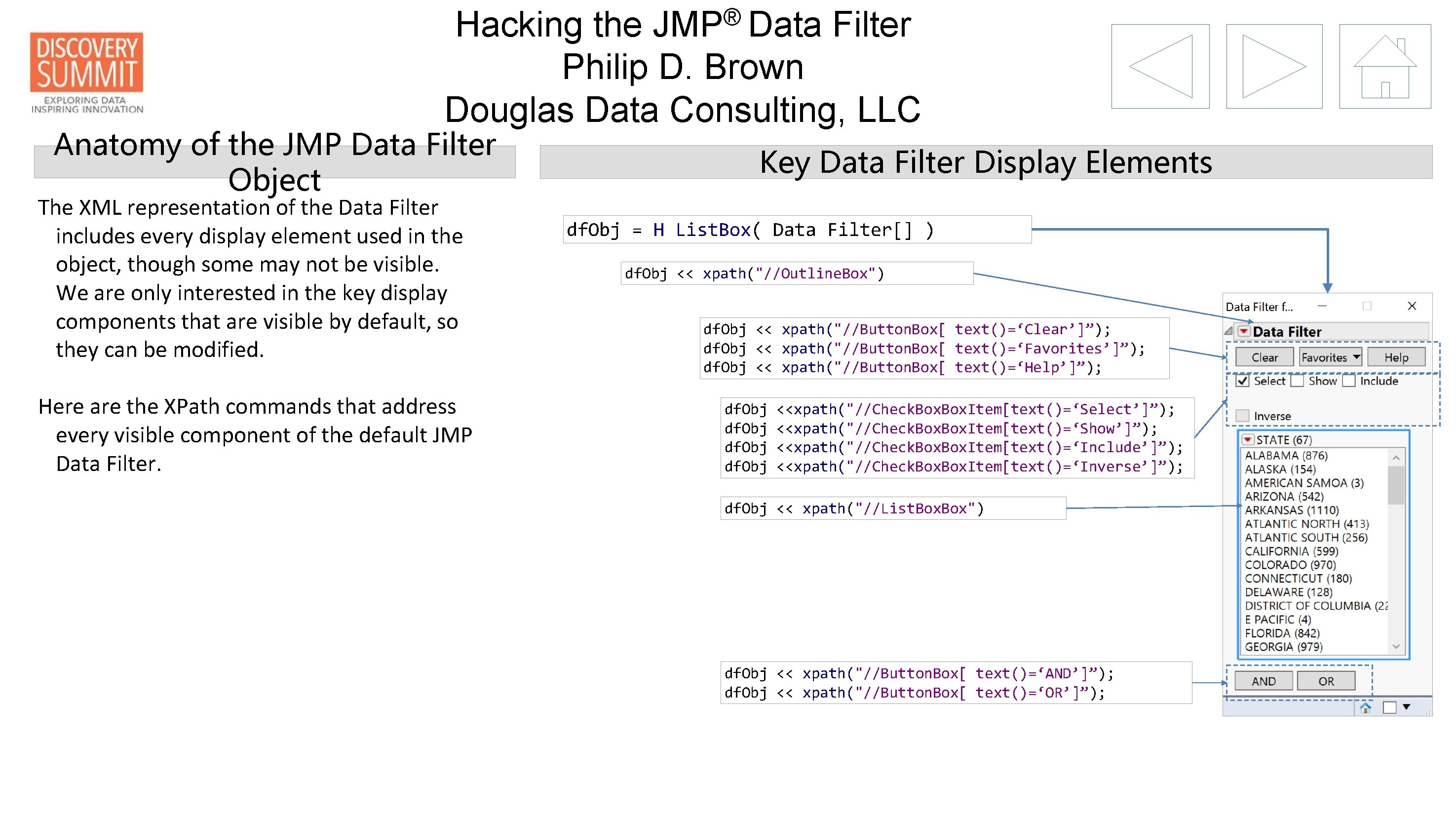 ® JMP Data Hacking the Filter Philip D. Brown Douglas Data Consulting, LLC Anatomy