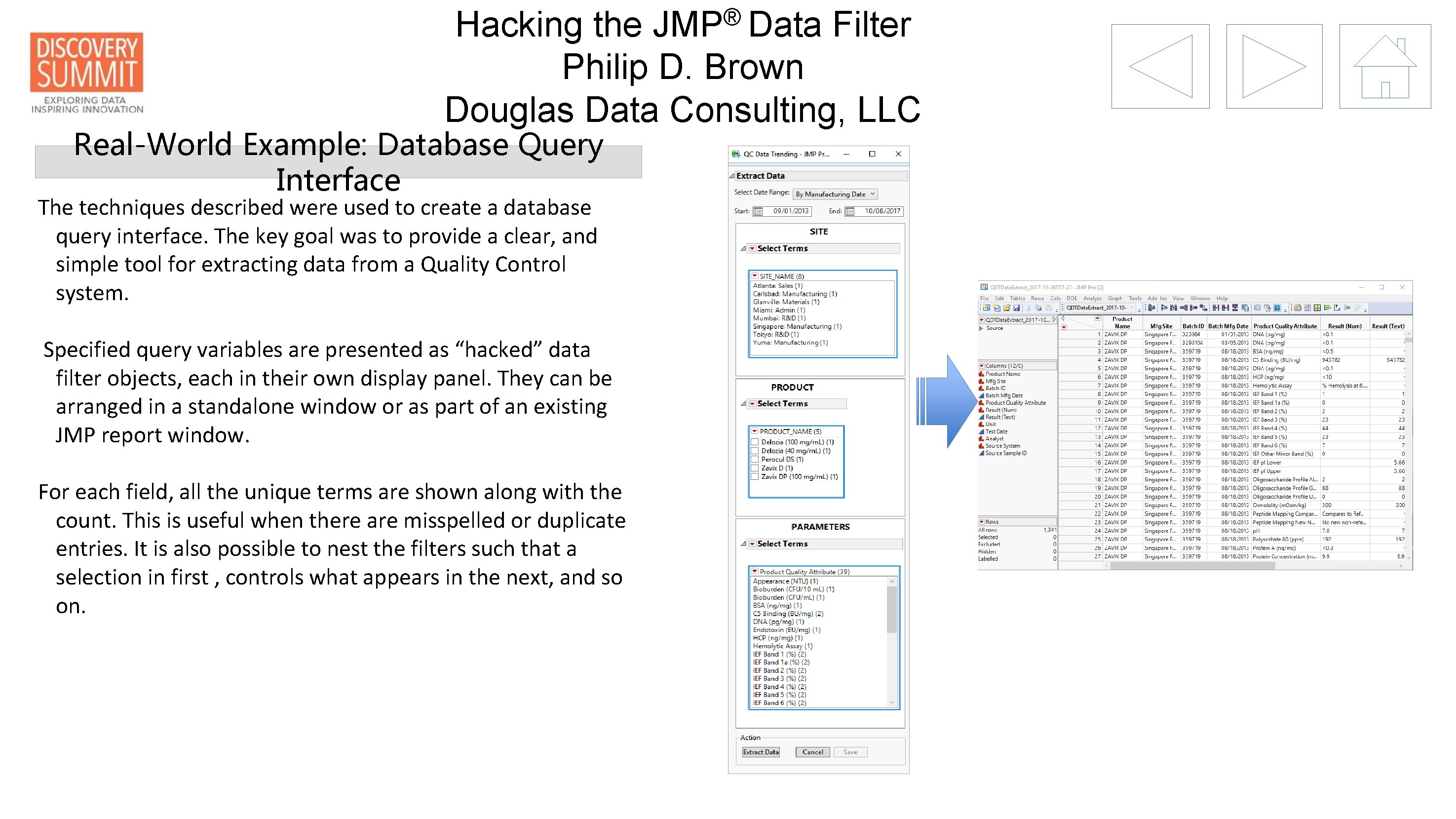 ® JMP Data Hacking the Filter Philip D. Brown Douglas Data Consulting, LLC Real-World