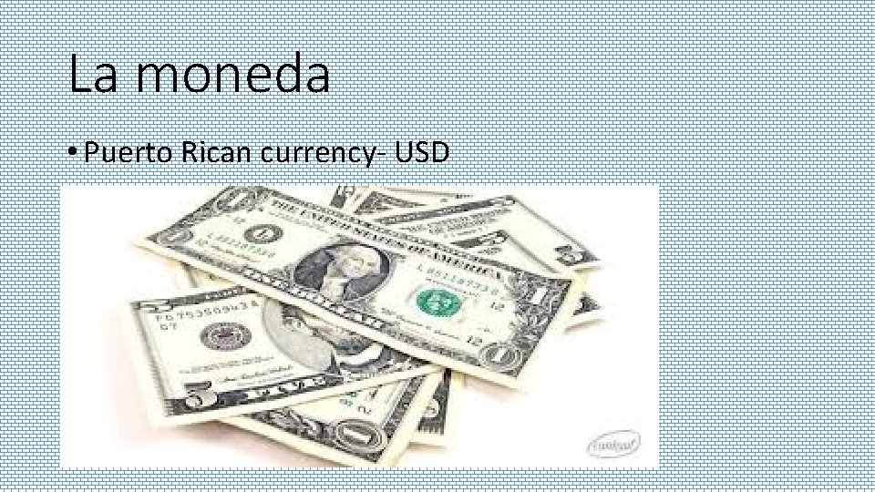 La moneda • Puerto Rican currency- USD 