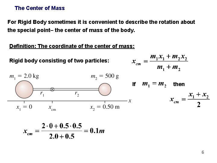 The Center of Mass For Rigid Body sometimes it is convenient to describe the