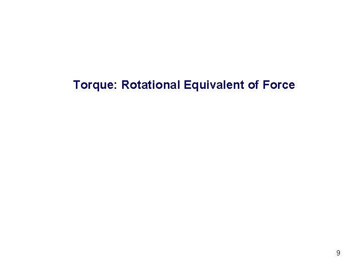 Torque: Rotational Equivalent of Force 9 