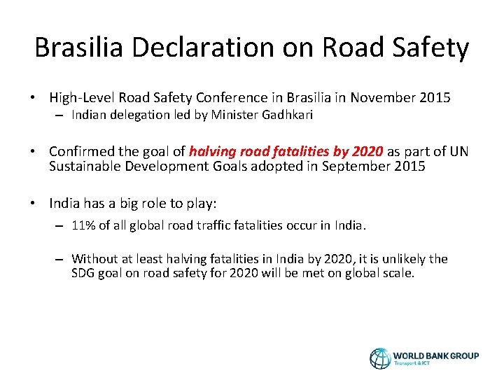 Brasilia Declaration on Road Safety • High-Level Road Safety Conference in Brasilia in November