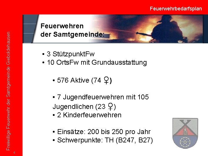 Feuerwehrbedarfsplan Freiwillige Feuerwehr der Samtgemeinde Gieboldehausen Feuerwehren der Samtgemeinde: • 3 Stützpunkt. Fw •