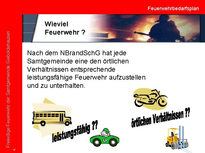 Feuerwehrbedarfsplan Freiwillige Feuerwehr der Samtgemeinde Gieboldehausen Wieviel Feuerwehr ? Nach dem NBrand. Sch. G