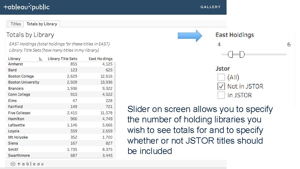 Slider on screen allows you to specify the number of holding libraries you wish
