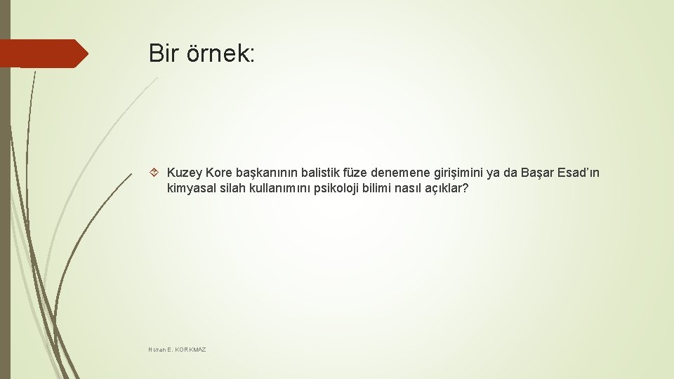 Bir örnek: Kuzey Kore başkanının balistik füze denemene girişimini ya da Başar Esad’ın kimyasal