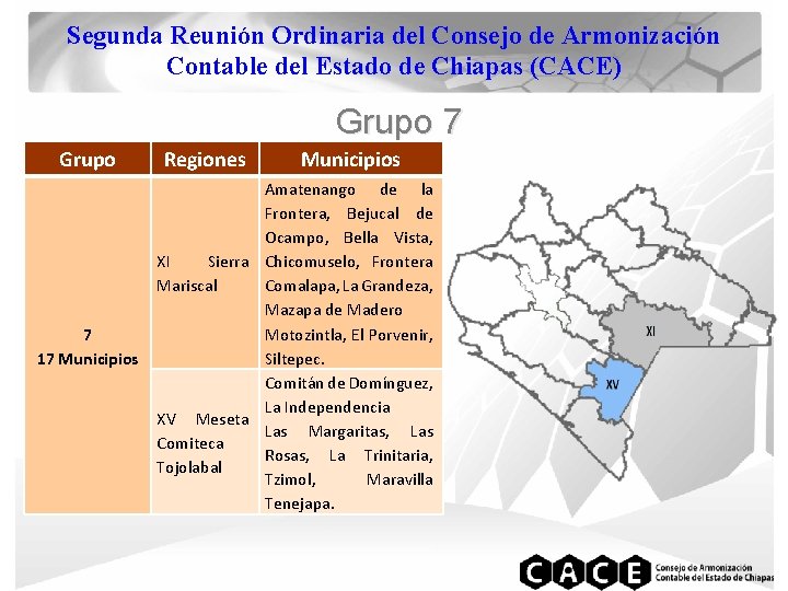 Segunda Reunión Ordinaria del Consejo de Armonización Contable del Estado de Chiapas (CACE) Grupo