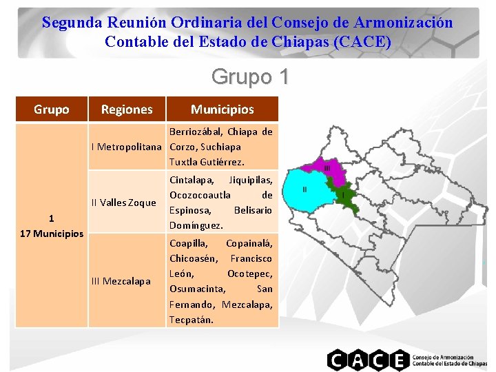 Segunda Reunión Ordinaria del Consejo de Armonización Contable del Estado de Chiapas (CACE) Grupo