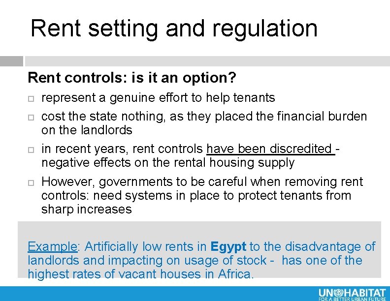 Rent setting and regulation Rent controls: is it an option? represent a genuine effort