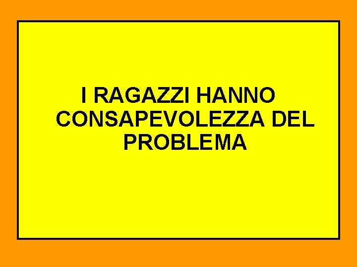 I RAGAZZI HANNO CONSAPEVOLEZZA DEL PROBLEMA 