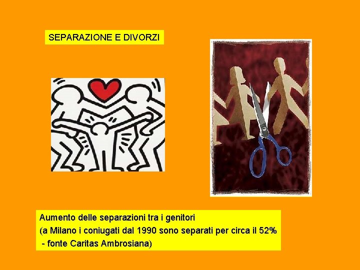 SEPARAZIONE E DIVORZI Aumento delle separazioni tra i genitori (a Milano i coniugati dal