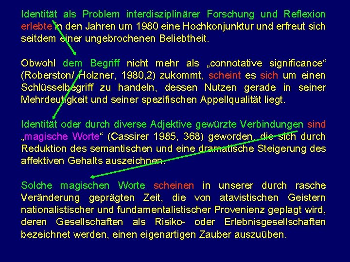 Identität als Problem interdisziplinärer Forschung und Reflexion erlebte in den Jahren um 1980 eine