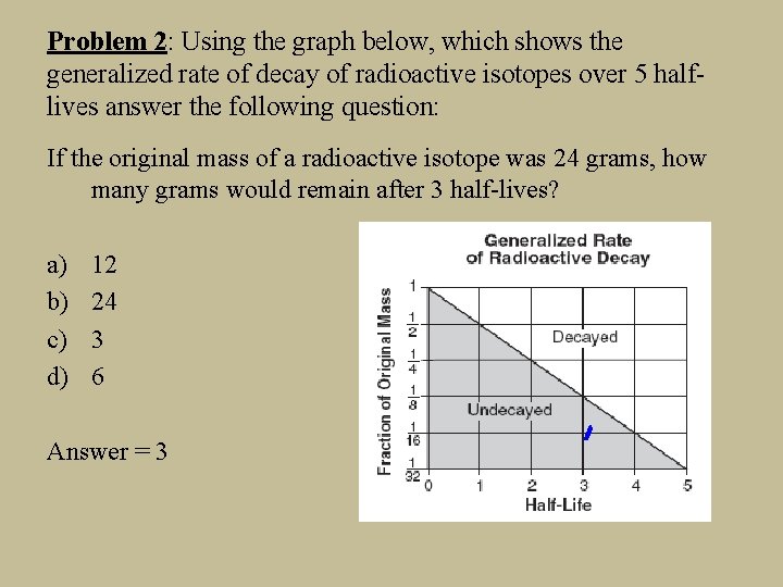 Problem 2: Using the graph below, which shows the generalized rate of decay of