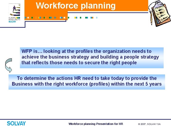 Workforce planning WFP is… looking at the profiles the organization needs to achieve the