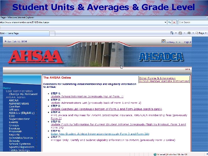 Student Units & Averages & Grade Level 