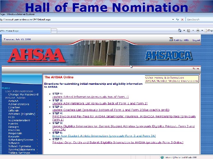 Hall of Fame Nomination 