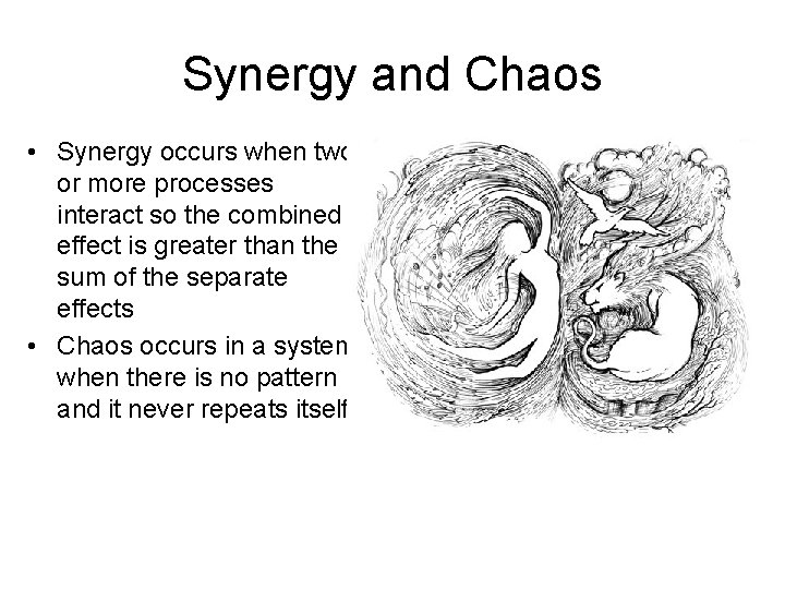 Synergy and Chaos • Synergy occurs when two or more processes interact so the
