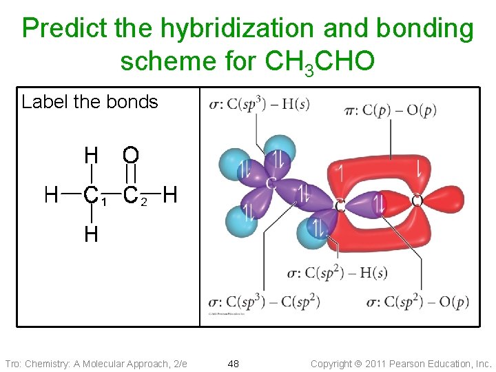 Predict the hybridization and bonding scheme for CH 3 CHO Label the bonds Tro: