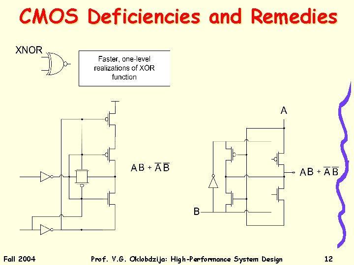 CMOS Deficiencies and Remedies Fall 2004 Prof. V. G. Oklobdzija: High-Performance System Design 12