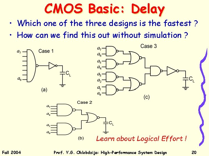 CMOS Basic: Delay • Which one of the three designs is the fastest ?